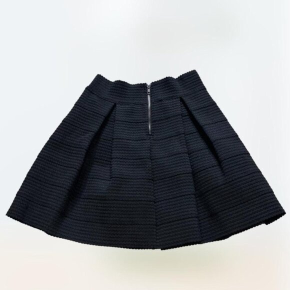 NWOT Devlin Deep Black Women's Size XS Textured Stretch A-line Pleated Skirt - Picture 2 of 4